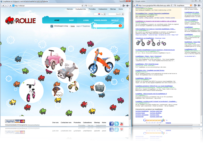 1e plaats in google met de webshop